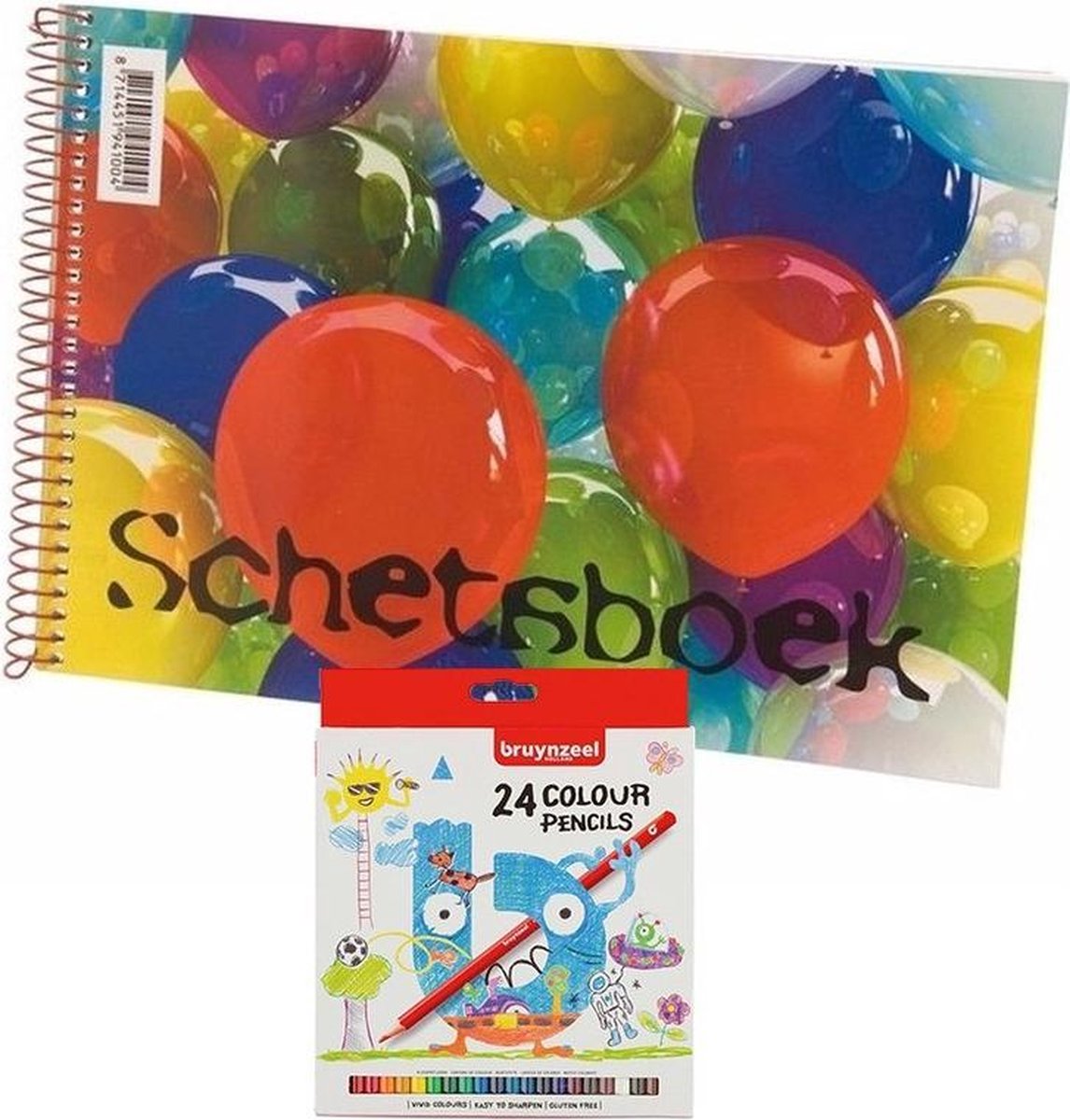 Schetsboek/tekenboek Papier A4 Incl 24 Kleurpotloden - Schetsboeken - Wit