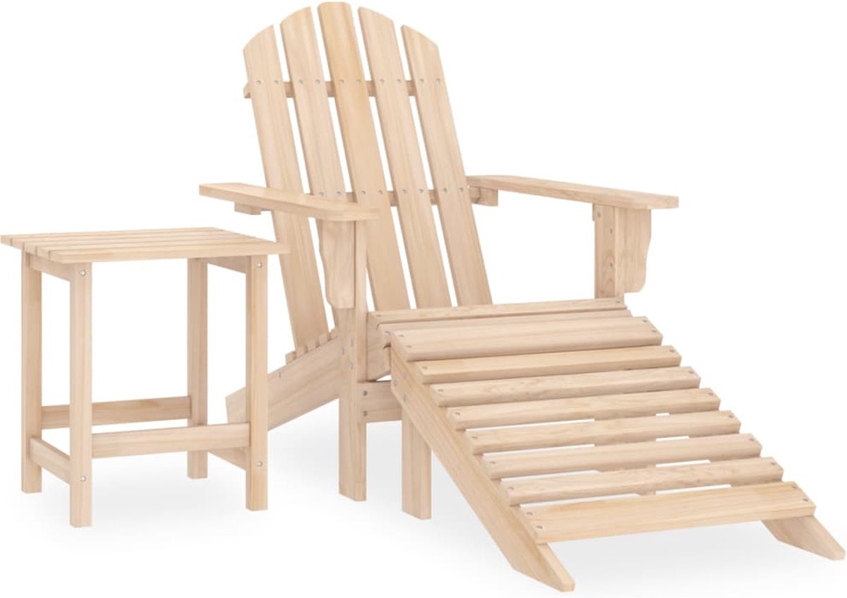 Vidaxl Tuinstoel Adirondack Met Voetenbank En Tafel Massief Vurenhout - Beige