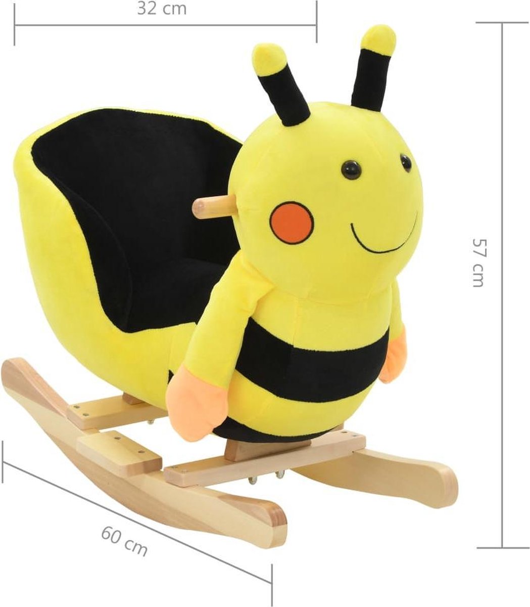 Vidaxl Hobbeldier Hommel Met Rugleuning 60x32x57 Cm Pluche - Geel