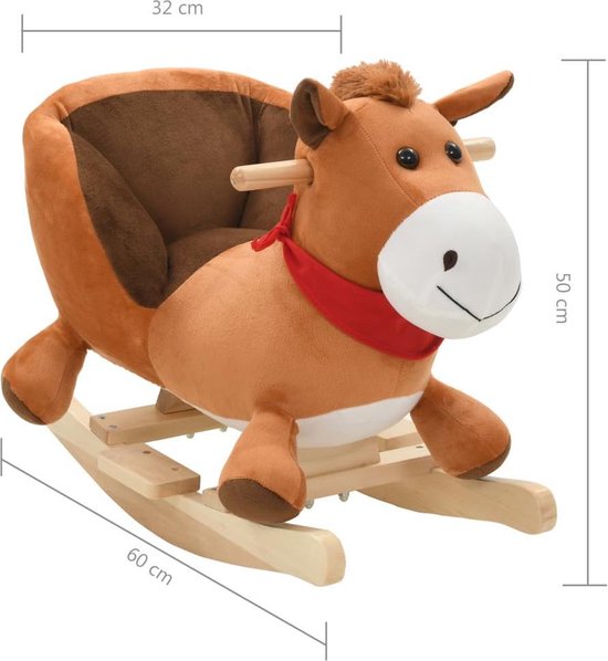 Vidaxl Hobbeldier Paard Met Rugleuning 60x32x50 Cm Pluche - Bruin