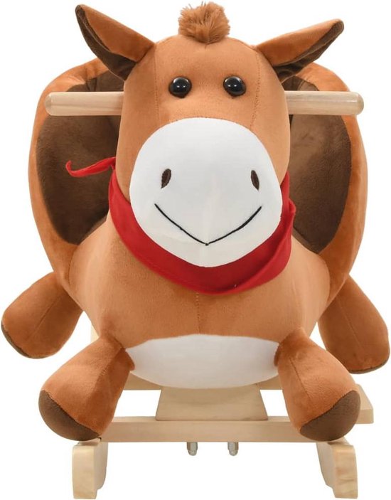 Vidaxl Hobbeldier Paard Met Rugleuning 60x32x50 Cm Pluche - Bruin
