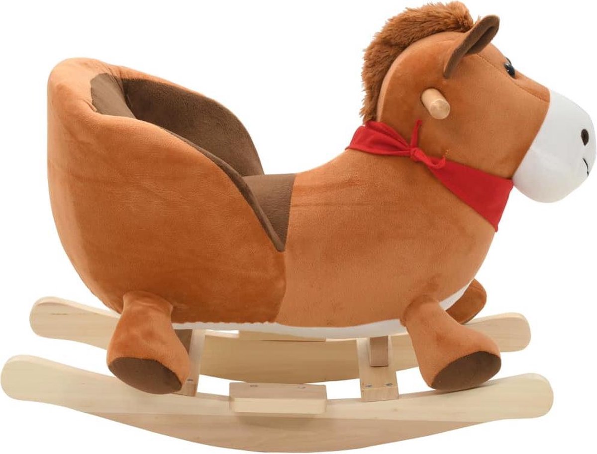 Vidaxl Hobbeldier Paard Met Rugleuning 60x32x50 Cm Pluche - Bruin