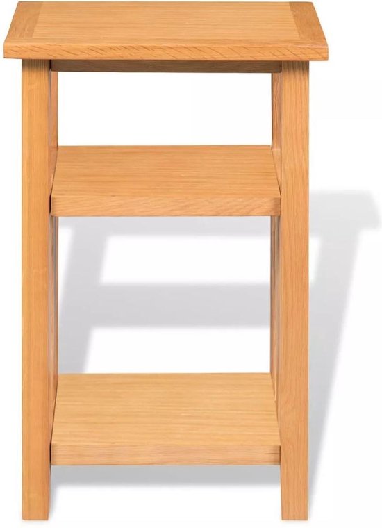 Vidaxl Bijzettafel Met Tijdschrifthouder 27x35x55 Cm Massief Eikenhout - Bruin