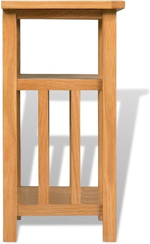 Vidaxl Bijzettafel Met Tijdschrifthouder 27x35x55 Cm Massief Eikenhout - Bruin