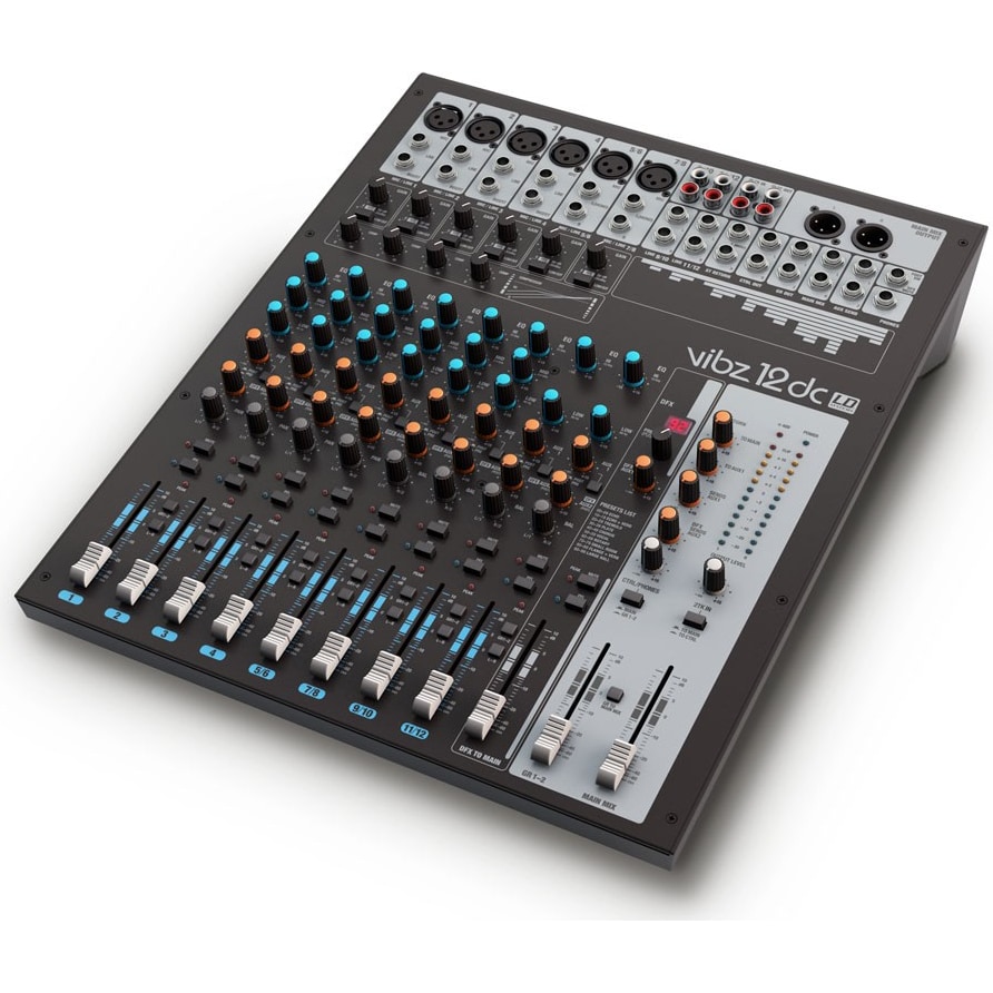 LD Systems VIBZ 12 DC 12-kanaals mixer met DFX en compressor