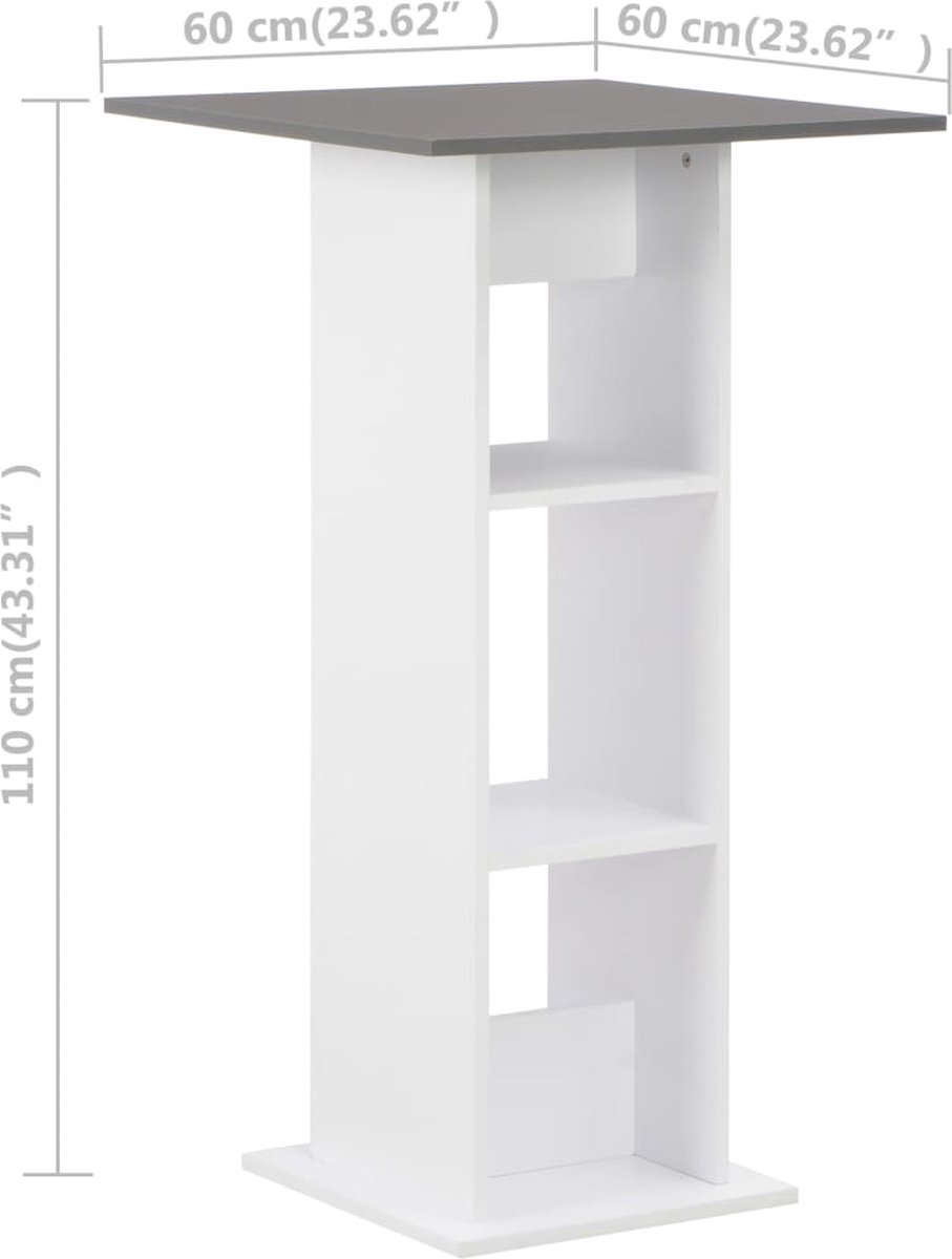 Vidaxl Bartafel 60x60x110 Cm En Antracietgrijs - Wit