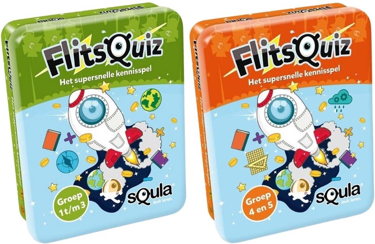 Spellenbundel - Squla - 2 Stuks - Flitsquiz Groep 1 T/m 5 - Kaartspel