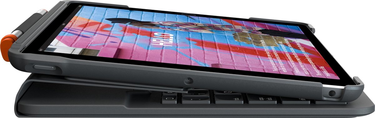 Logitech Slim Folio Apple iPad (2021/2020) Toetsenbord Hoes QWERTY - Grijs