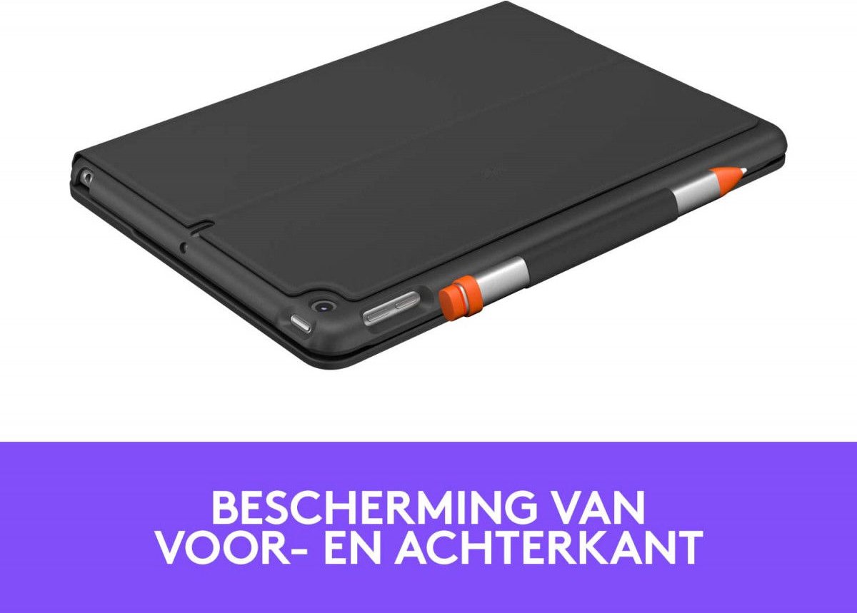 Logitech Slim Folio Apple iPad (2021/2020) Toetsenbord Hoes QWERTY - Grijs
