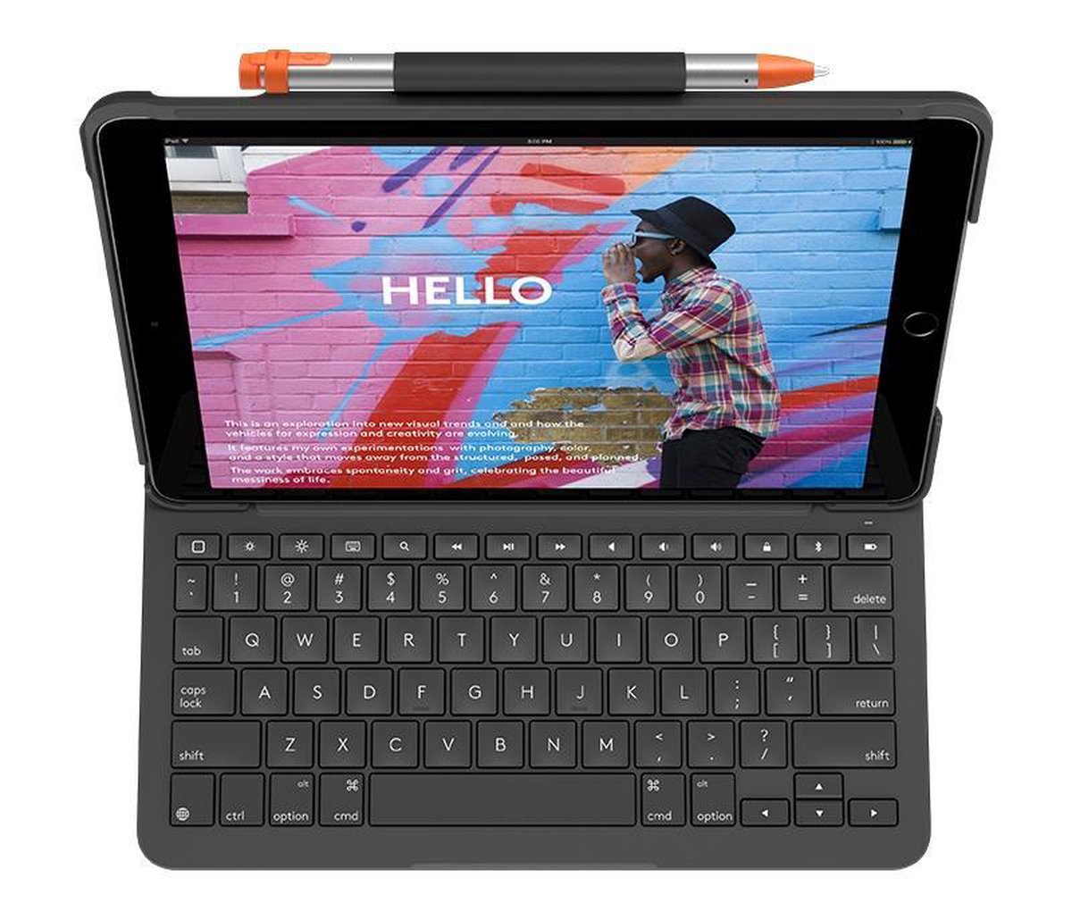 Logitech Slim Folio Apple iPad (2021/2020) Toetsenbord Hoes QWERTY - Grijs