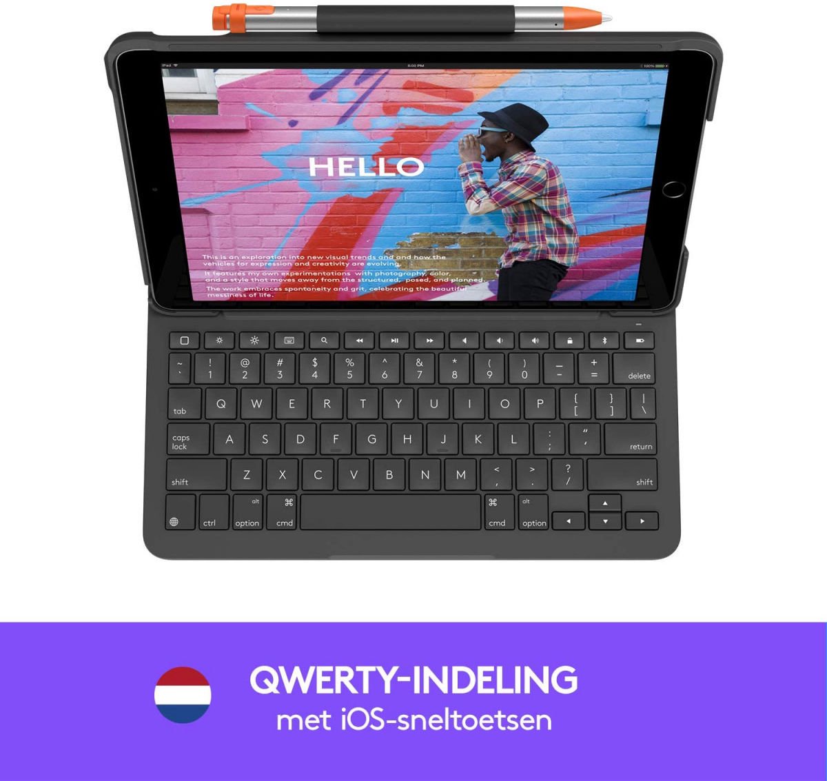 Logitech Slim Folio Apple iPad (2021/2020) Toetsenbord Hoes QWERTY - Grijs