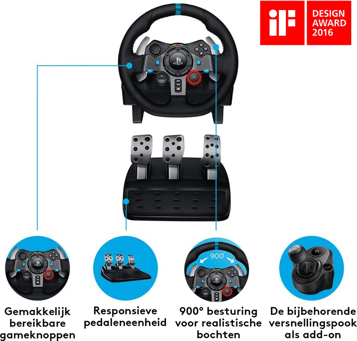 Logitech G G29 Driving Force Racestuur - PS5/PS4/PC - Zwart
