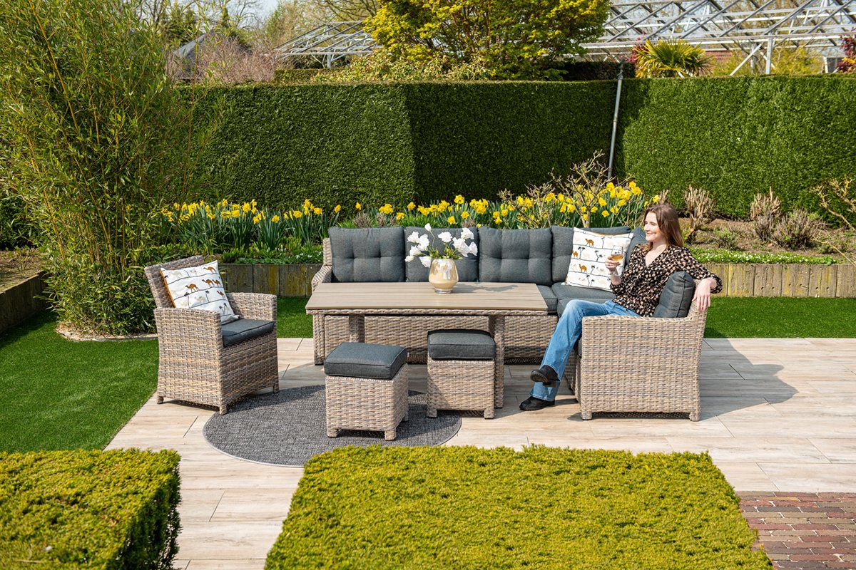 Garden Impressions - Seagull Loungedining Set - 5 Delig - Rechts - Vintage Willow - Grijs