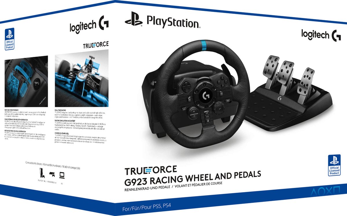 Logitech G G923 Racestuur en -pedalen - PS5/PS4/PC - Zwart