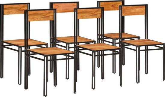 Vidaxl Eetkamerstoelen Massief Acaciahout Met Sheesham Afwerking 6 St - Bruin