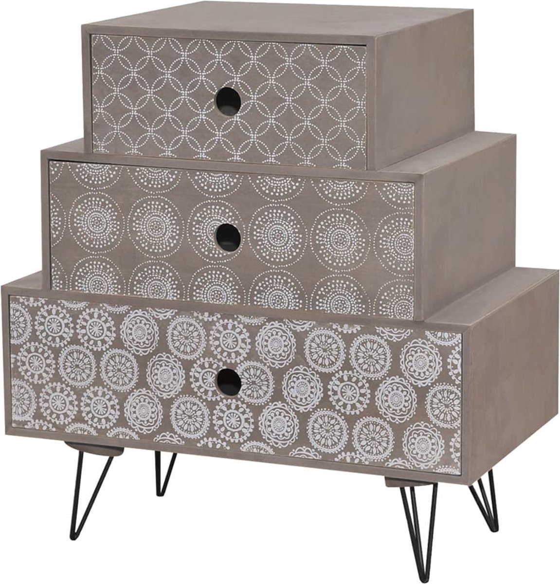 Vidaxl Nachtkastje Met 3 Lades - Grijs