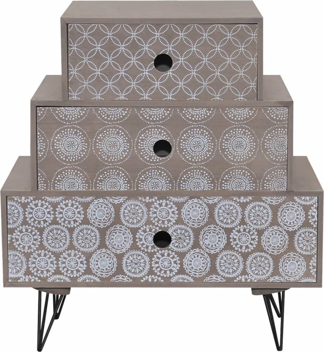 Vidaxl Nachtkastje Met 3 Lades - Grijs