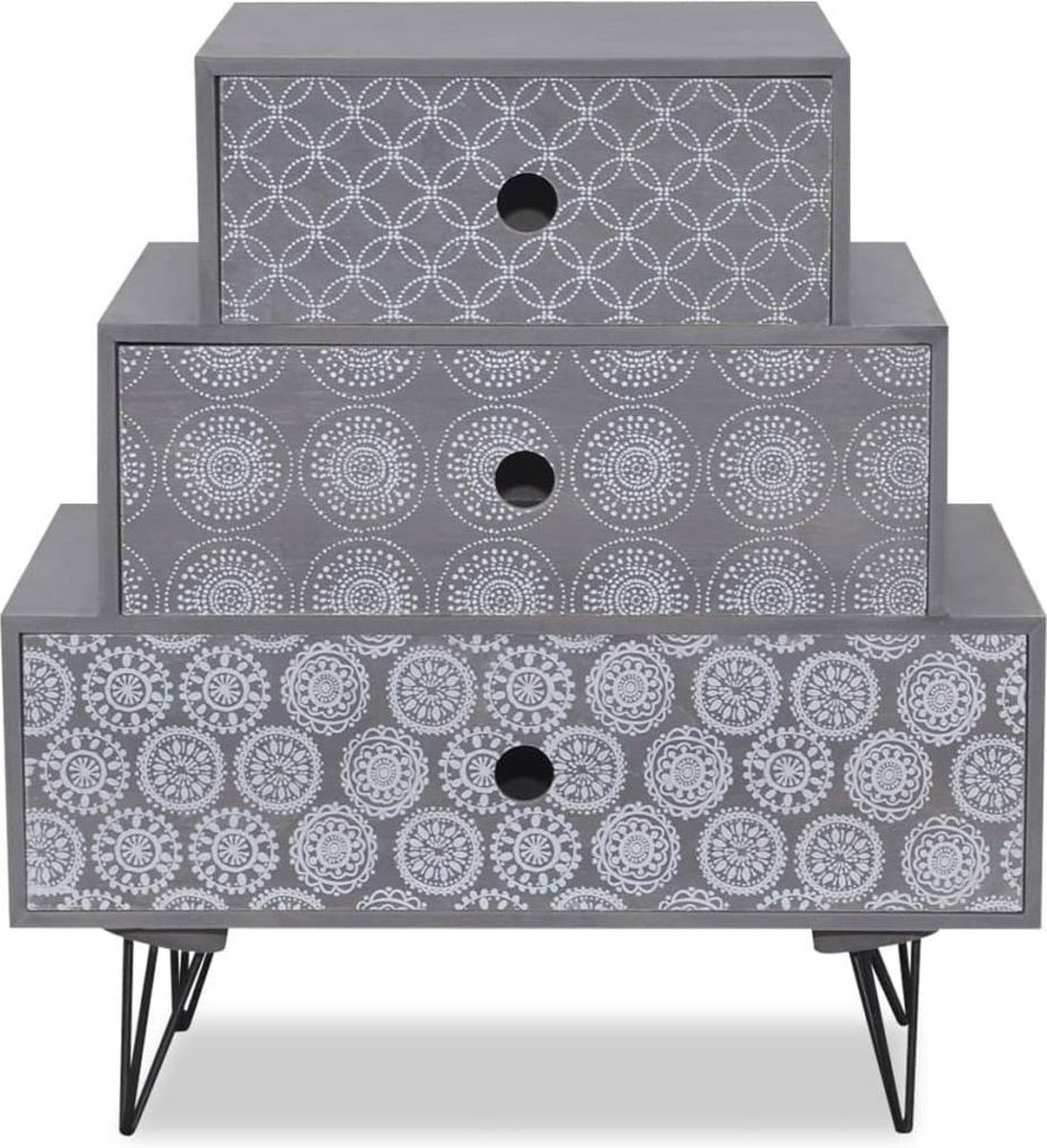 Vidaxl Nachtkastje Met 3 Lades - Grijs