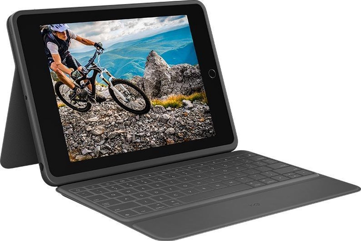 Logitech Rugged Folio Apple iPad (2021/2020) Toetsenbord Hoes QWERTY - Zwart