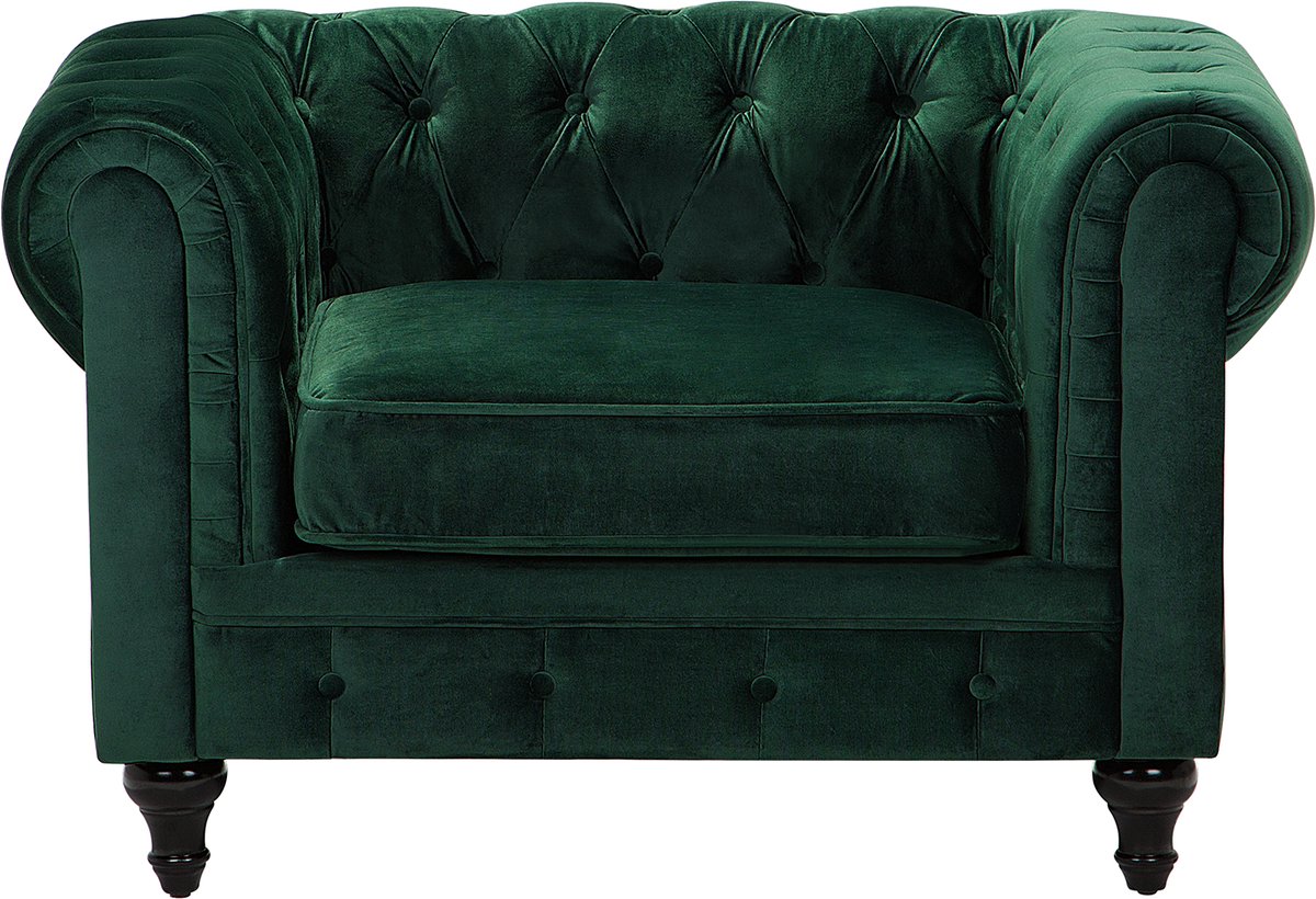 Beliani Chesterfield Fauteuil Fluweel 75 X 110 Cm - Groen