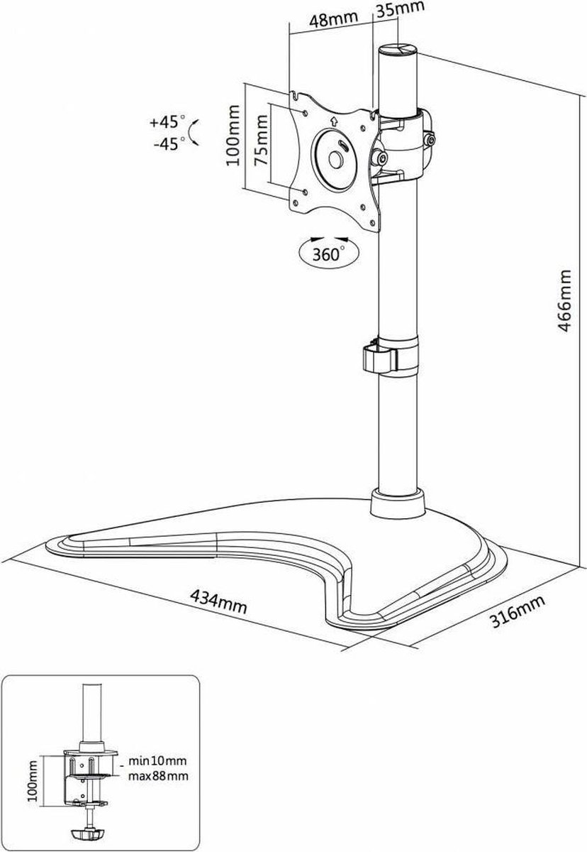 NeoMounts by Newstar bureausteun NM-D335 - Zwart
