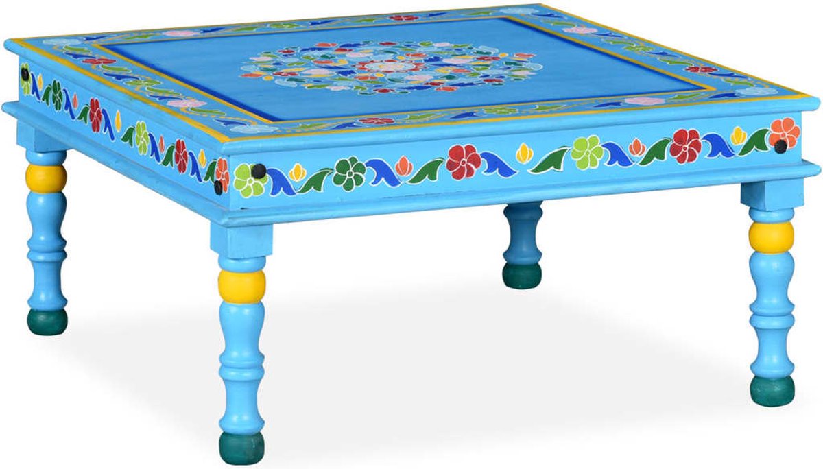 Vidaxl Salontafel Handgeschilderd Massief Mangohout - Turquoise