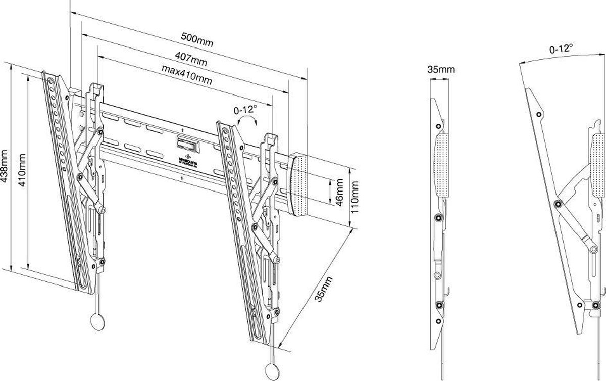 NeoMounts by Newstar muurbeugel NM-W345 - Zwart