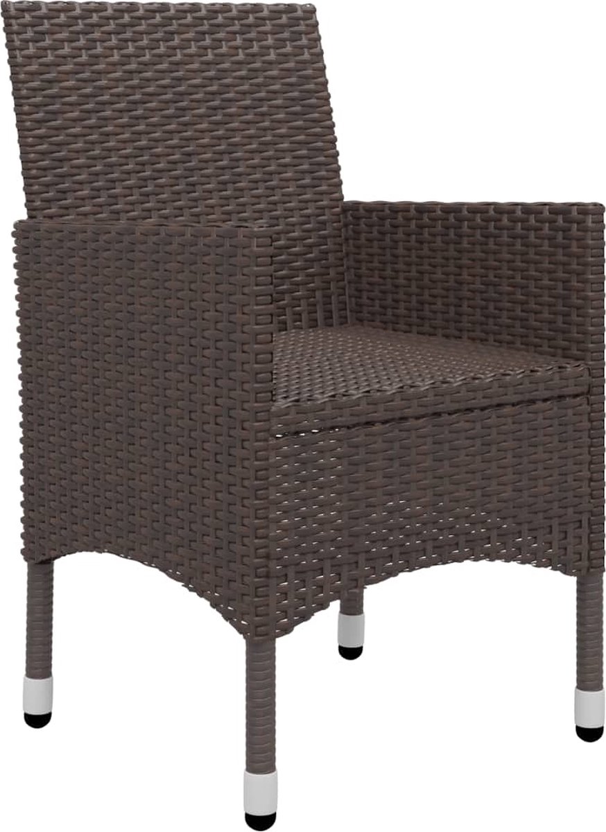 Vidaxl 3-delige Bistroset Poly Rattan En Gehard Glas - Bruin