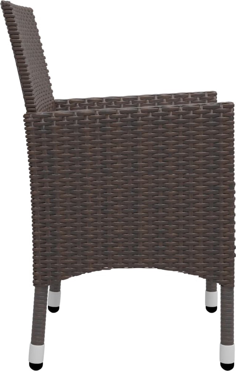 Vidaxl 3-delige Bistroset Poly Rattan En Gehard Glas - Bruin