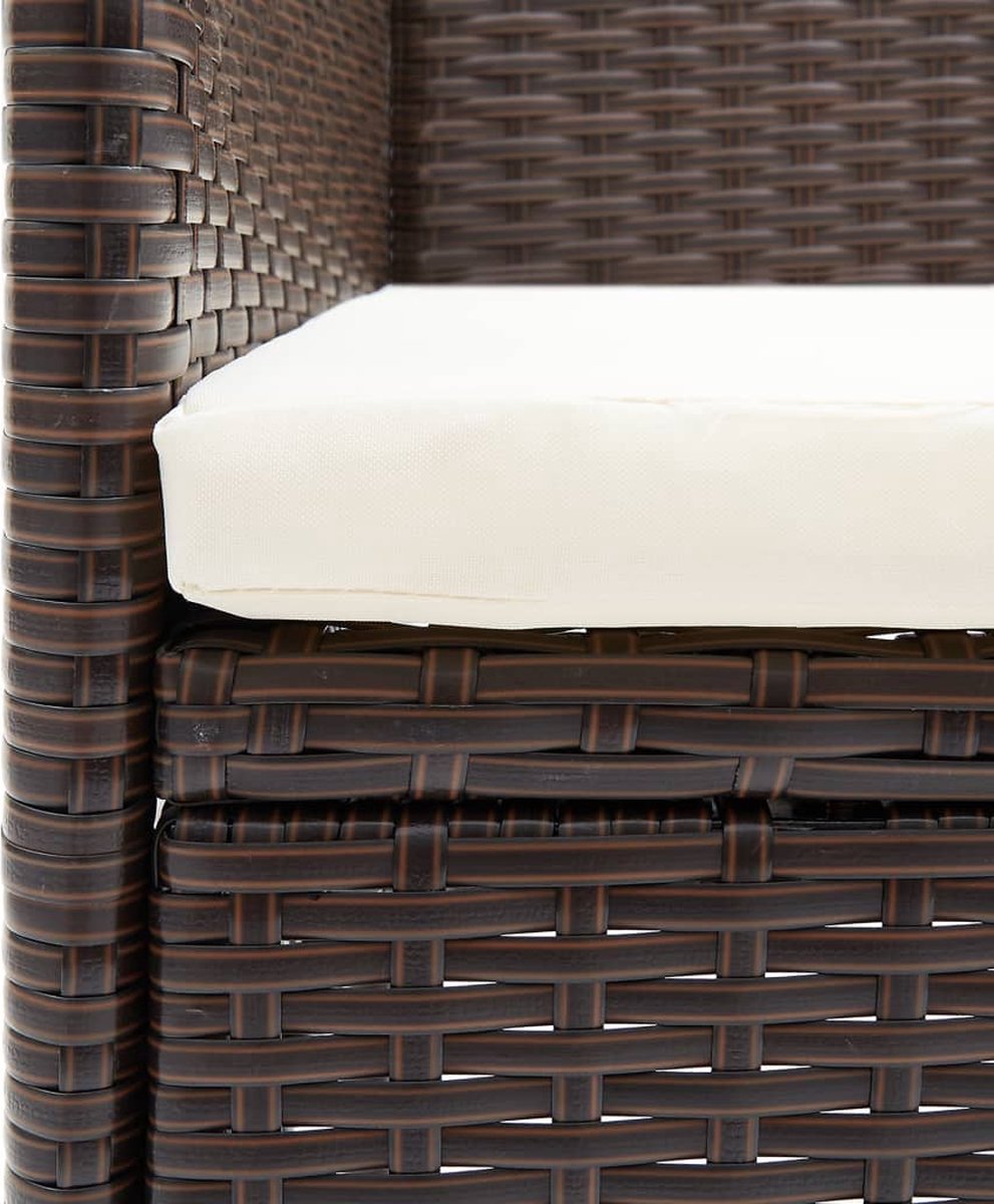 Vidaxl 3-delige Bistroset Poly Rattan En Gehard Glas - Bruin