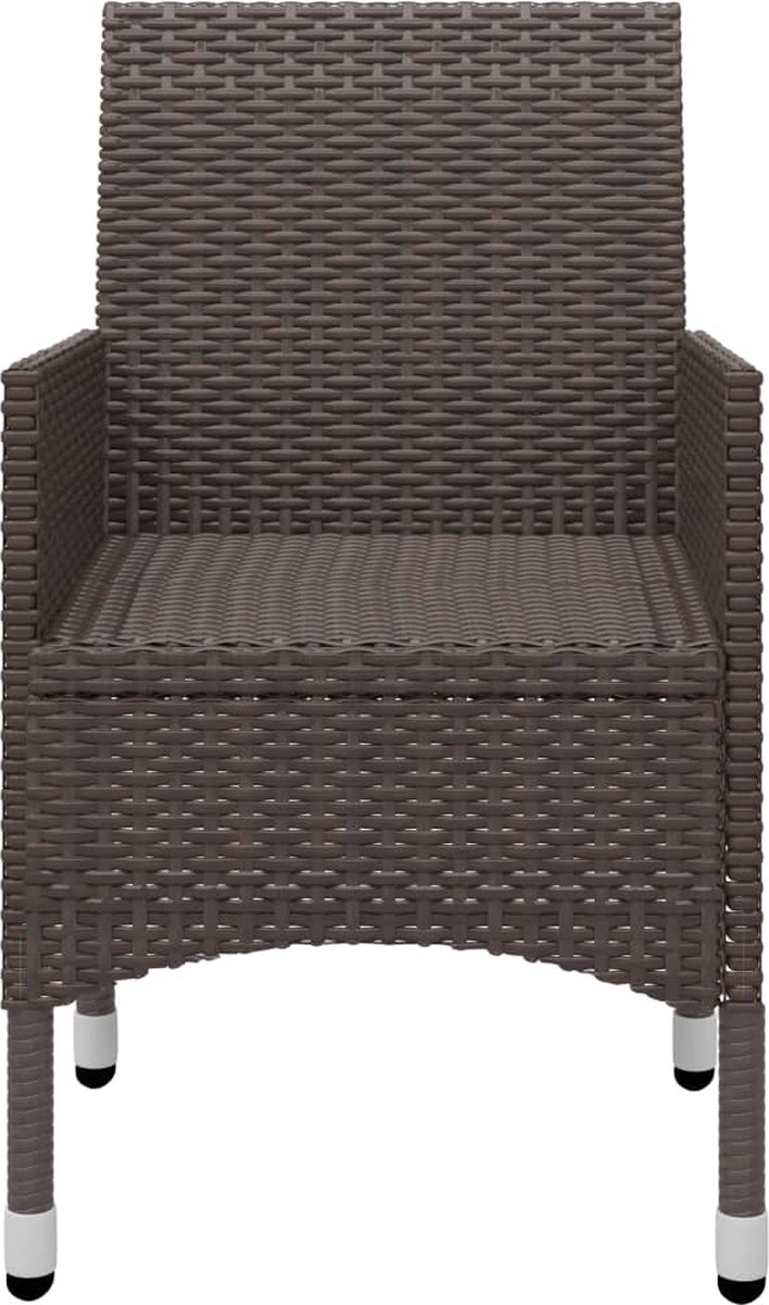 Vidaxl 3-delige Bistroset Poly Rattan En Gehard Glas - Bruin