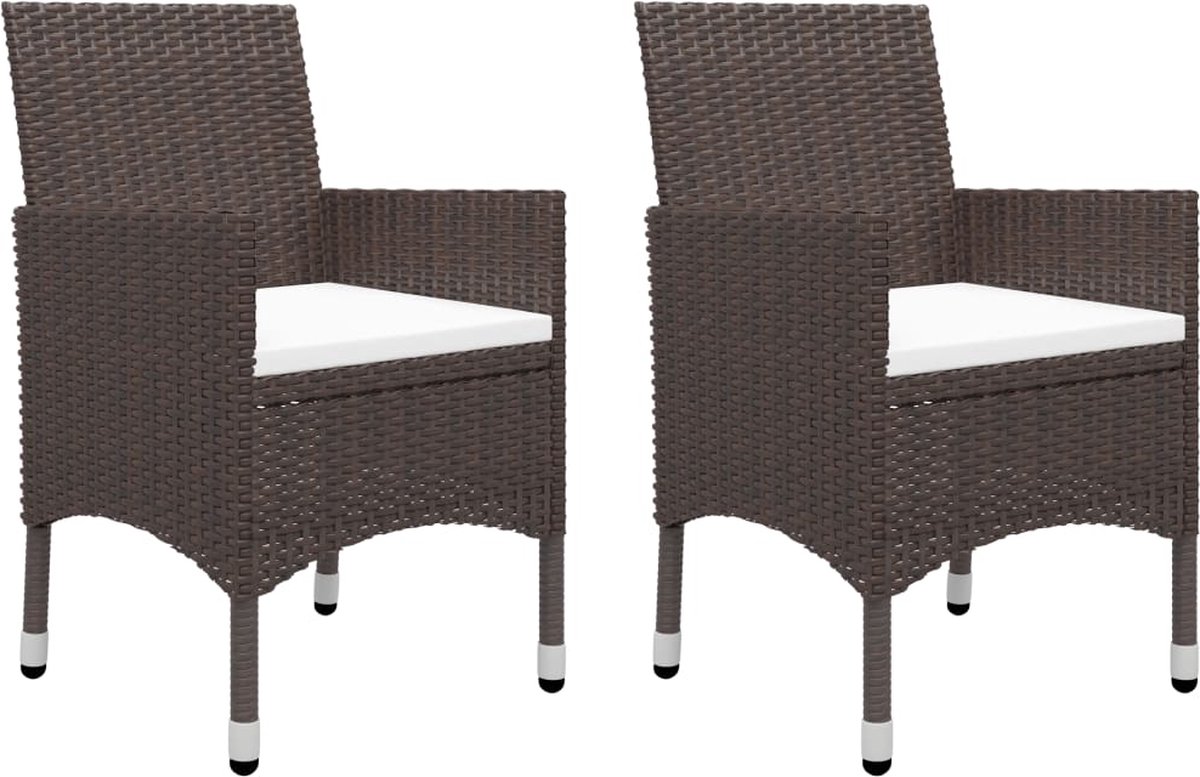 Vidaxl 3-delige Bistroset Poly Rattan En Gehard Glas - Bruin