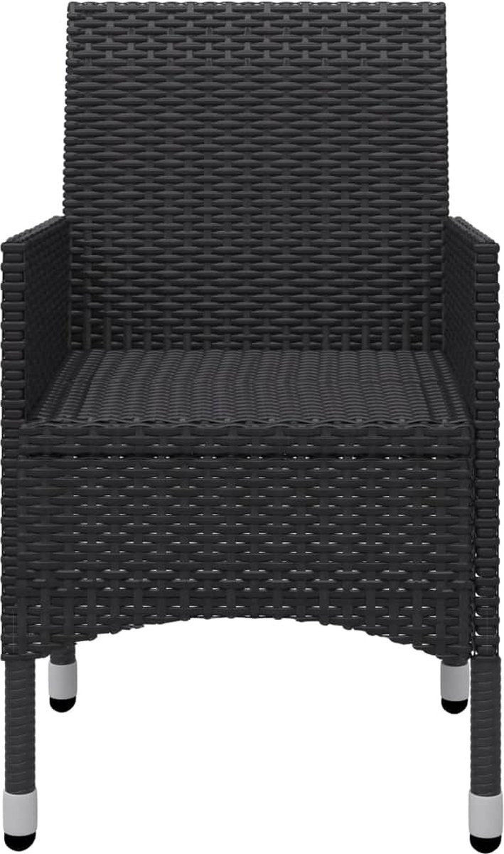 Vidaxl 3-delige Bistroset Poly Rattan En Gehard Glas - Zwart
