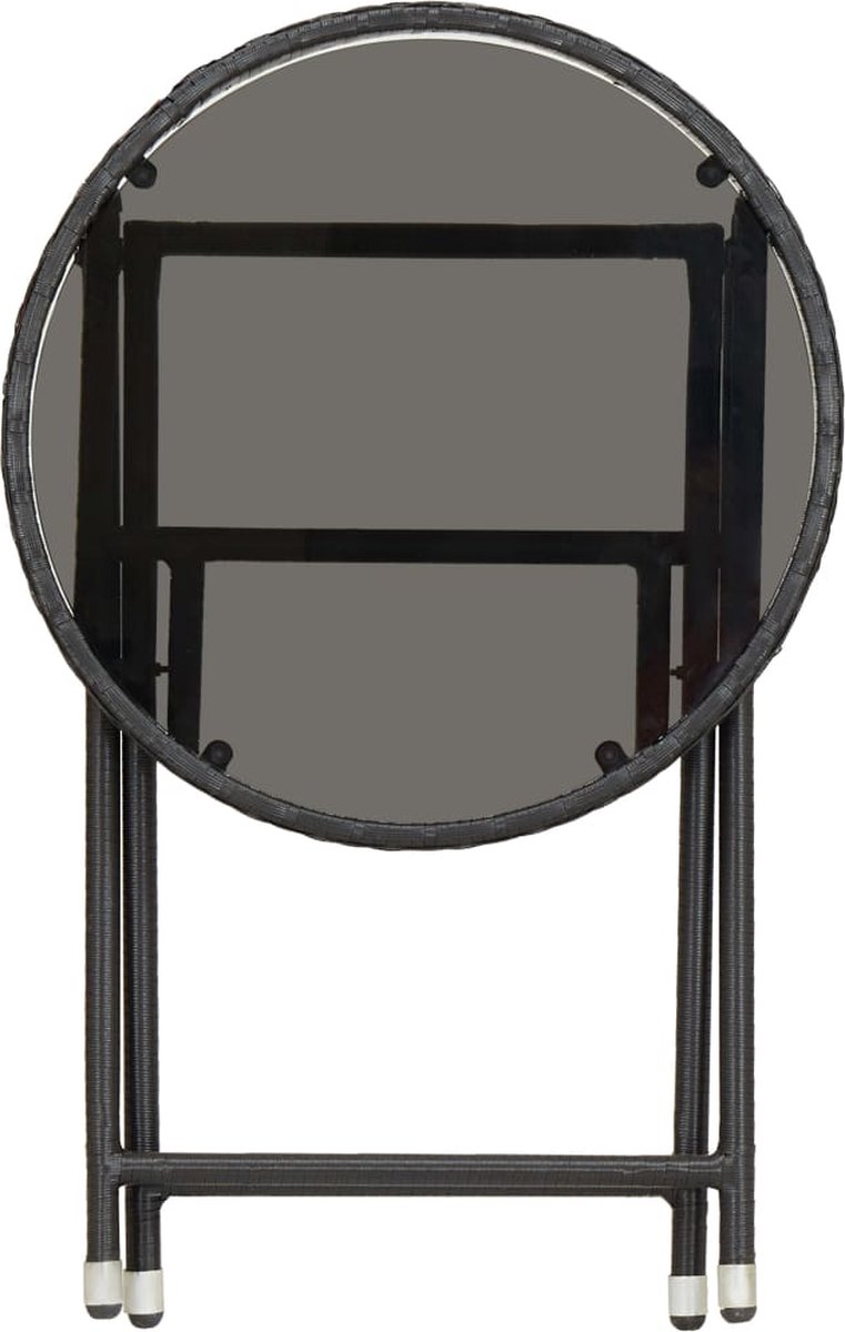 Vidaxl 3-delige Bistroset Poly Rattan En Gehard Glas - Zwart