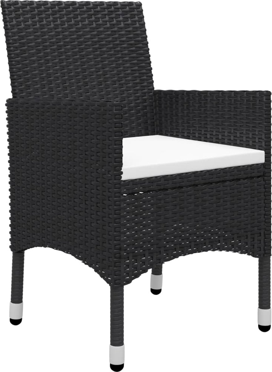 Vidaxl 3-delige Bistroset Poly Rattan En Gehard Glas - Zwart