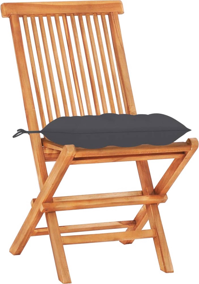 Vidaxl 3-delige Bistroset Met Antracietkleurige Kussens Teakhout