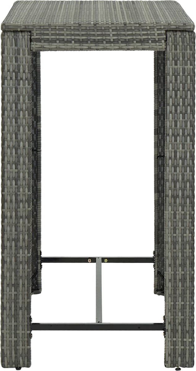 Vidaxl Tuinbartafel 100x60,5x110,5 Cm Poly Rattan - Grijs