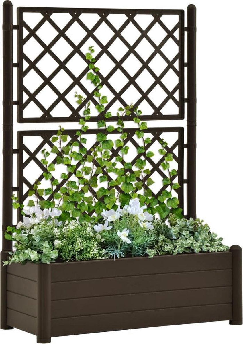 Vidaxl Plantenbak Met Latwerk 100x43x142 Cm Pp Mokka - Marrón