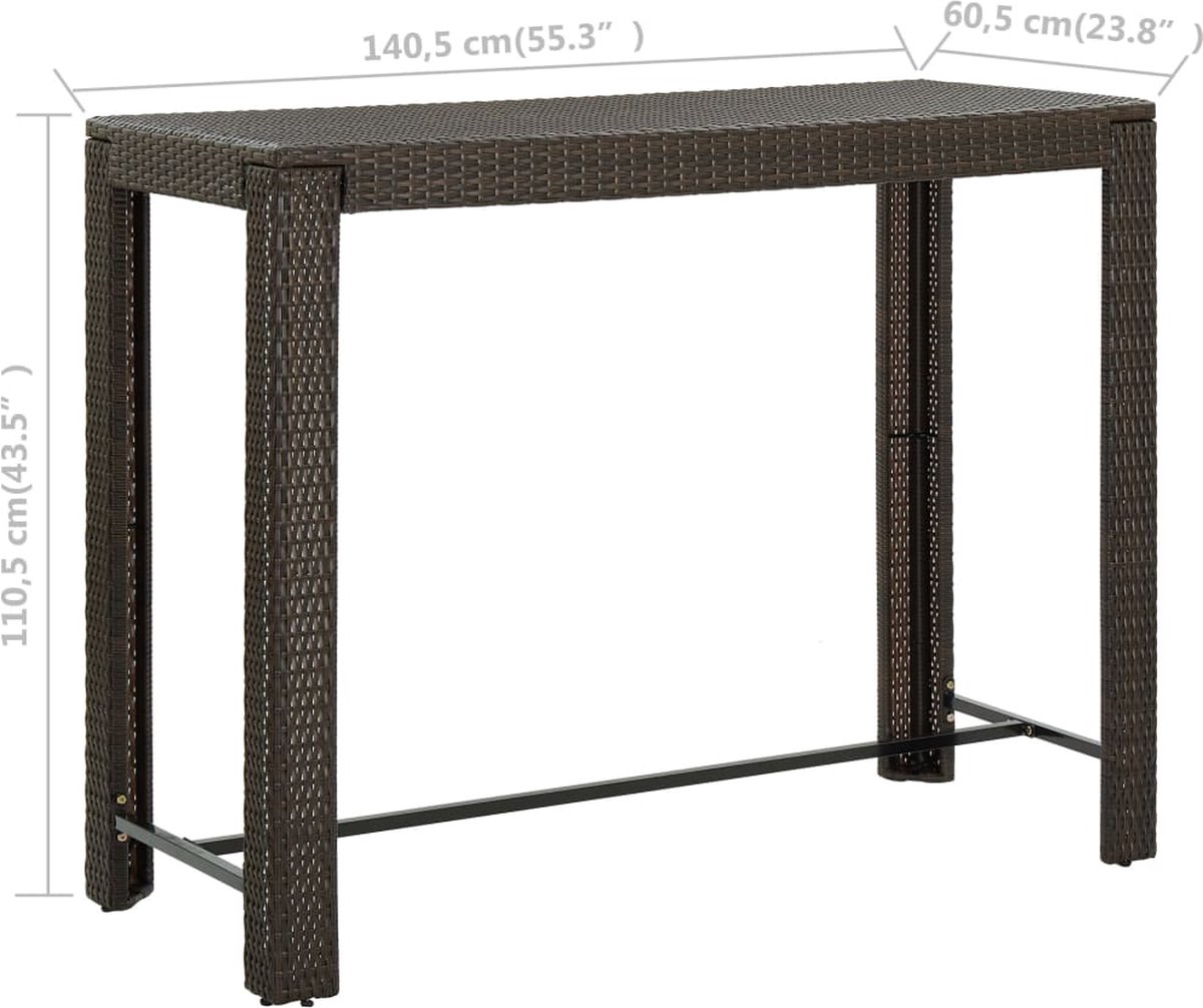 Vidaxl Tuinbartafel 140,5x60,5x110,5 Cm Poly Rattan - Bruin