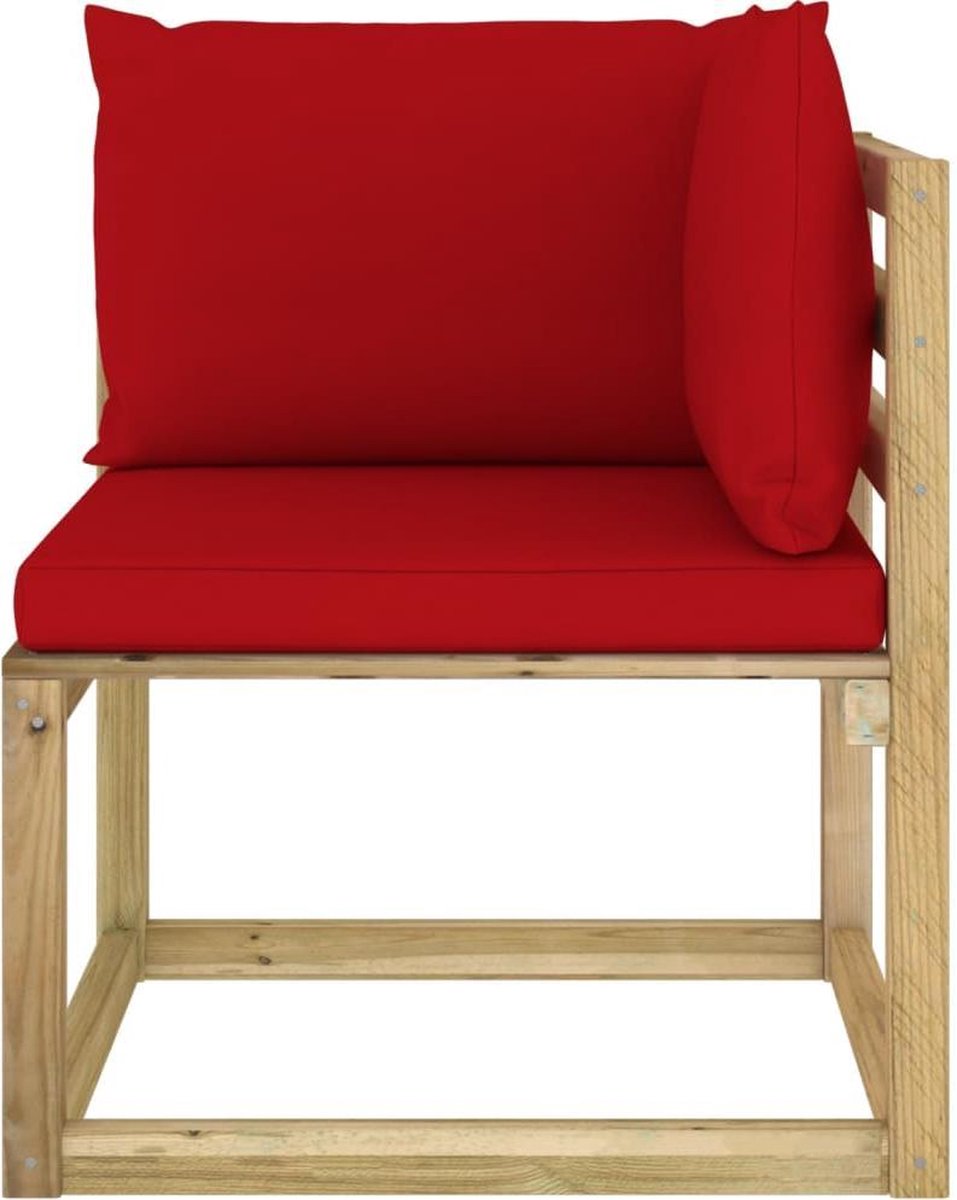 Vidaxl Tuinhoekbank Met Kussens Geïmpregneerd Grenenhout - Rood