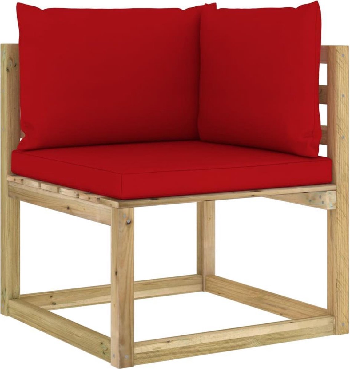 Vidaxl Tuinhoekbank Met Kussens Geïmpregneerd Grenenhout - Rood