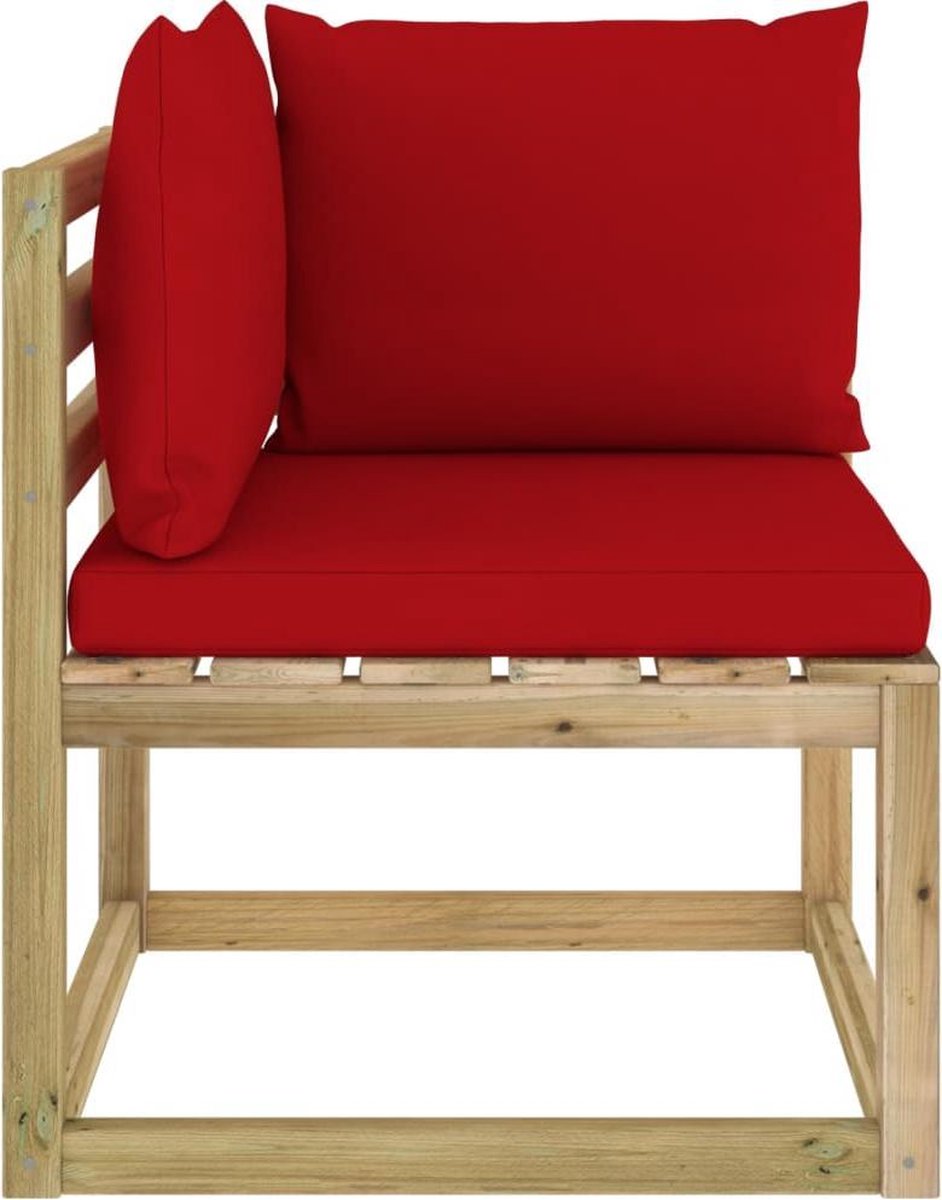 Vidaxl Tuinhoekbank Met Kussens Geïmpregneerd Grenenhout - Rood