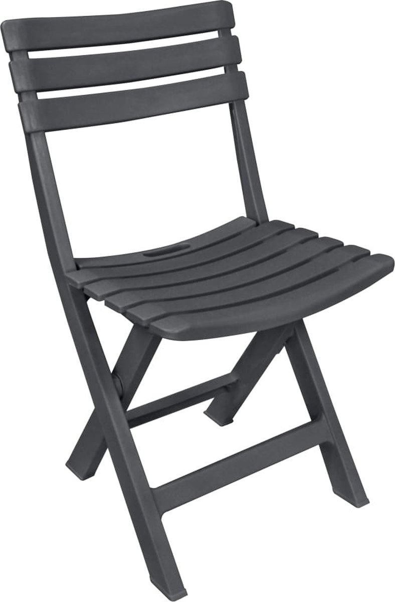 Vidaxl 3-delige Bistroset Inklapbaar Kunststof Antraciet - Grijs