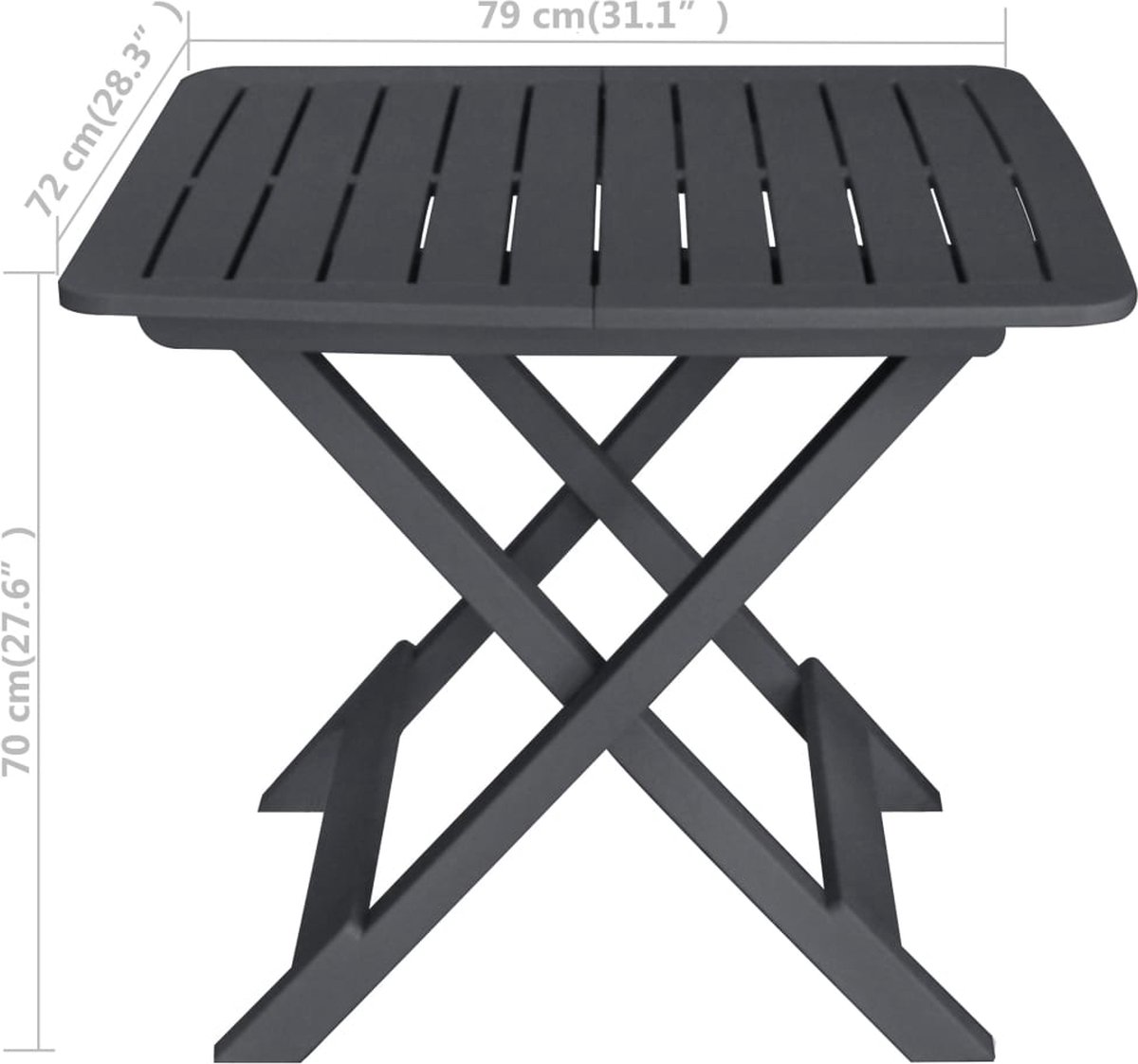 Vidaxl 3-delige Bistroset Inklapbaar Kunststof Antraciet - Grijs