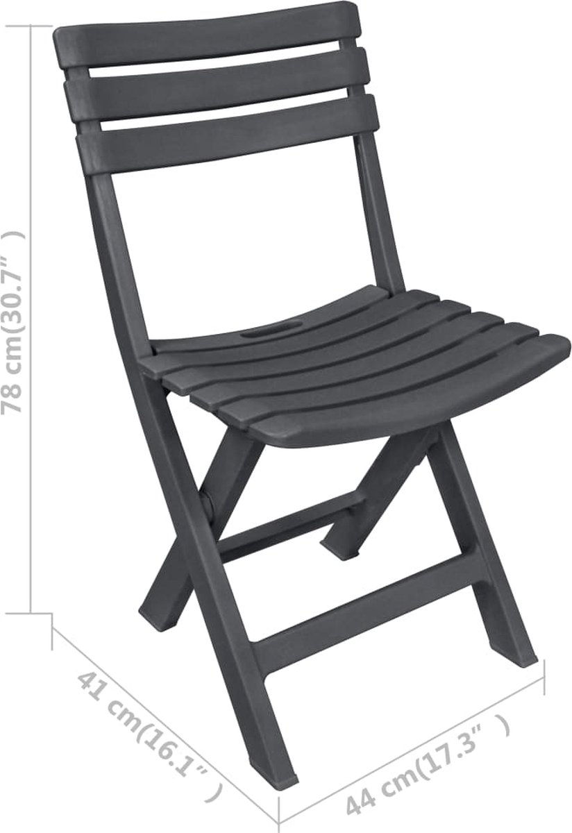 Vidaxl 3-delige Bistroset Inklapbaar Kunststof Antraciet - Grijs