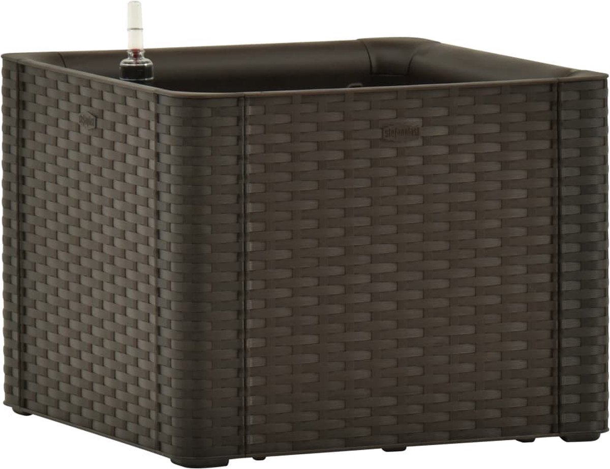 Vidaxl Plantenbak Hoog Met Zelfbewateringssysteem 43x43x33 Cm Mokka - Bruin