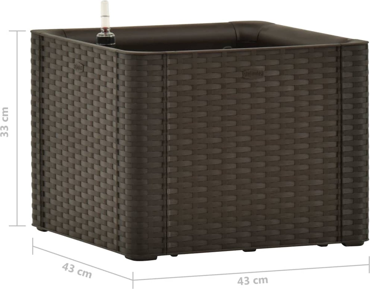 Vidaxl Plantenbak Hoog Met Zelfbewateringssysteem 43x43x33 Cm Mokka - Bruin