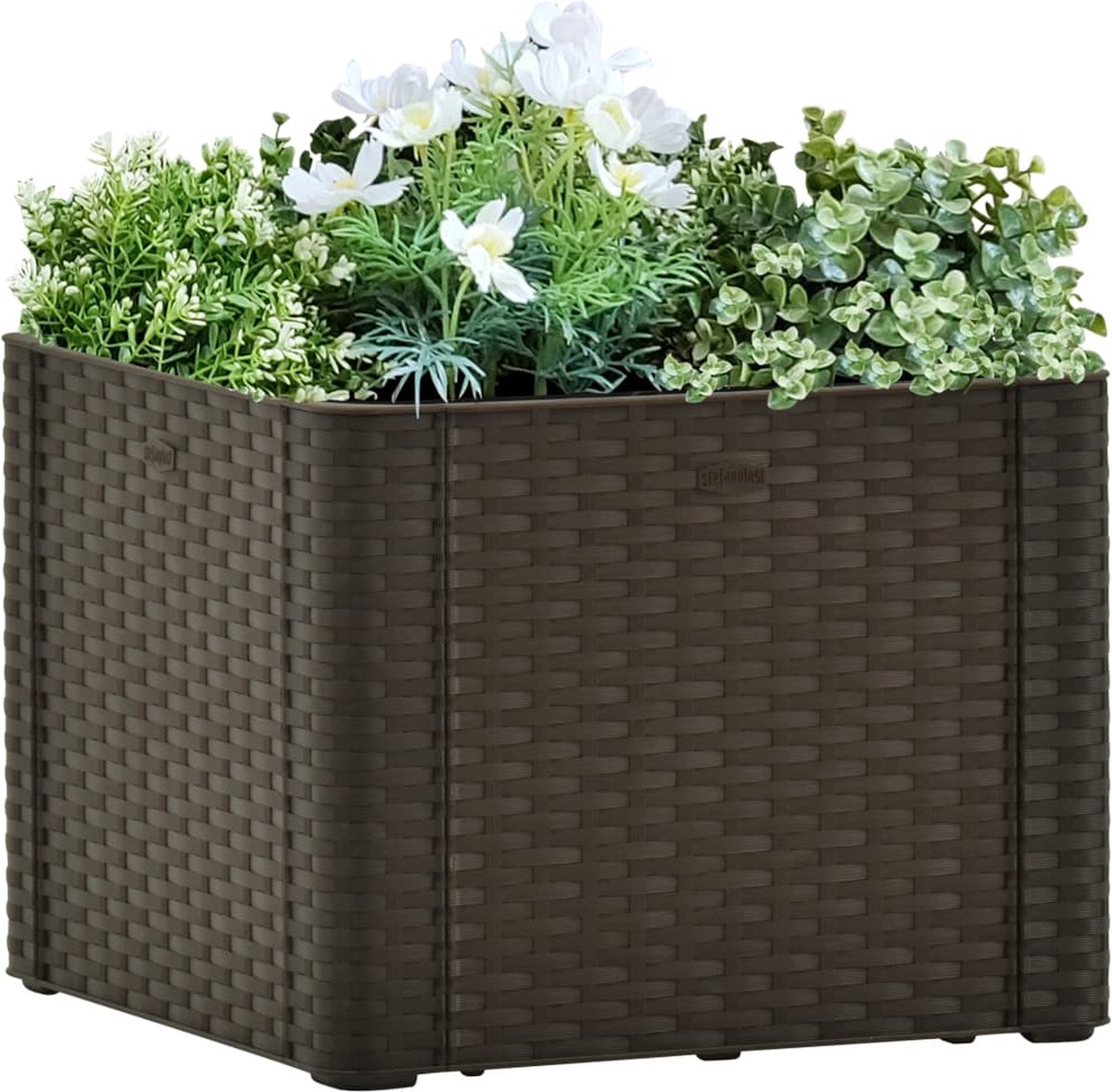 Vidaxl Plantenbak Hoog Met Zelfbewateringssysteem 43x43x33 Cm Mokka - Bruin