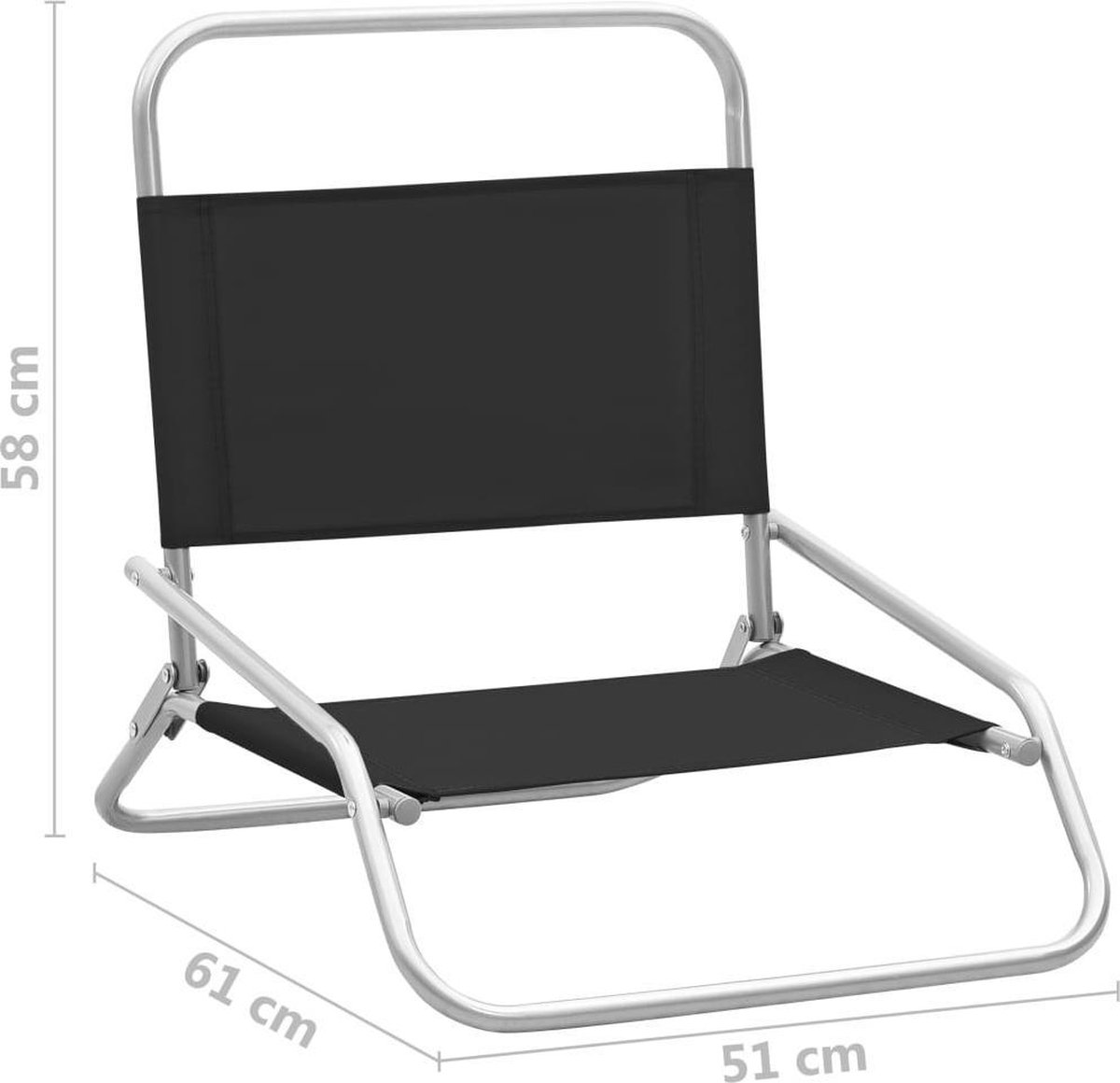 Vidaxl Strandstoelen 2 St Inklapbaar Stof - Zwart
