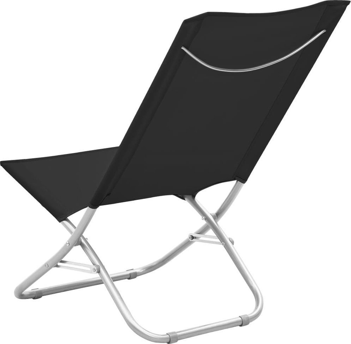 Vidaxl Strandstoelen 2 St Inklapbaar Stof - Zwart